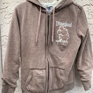 Mickey Mouse Disneyland 55 sweatshirt hoodie zip up Sherpa lined sweater